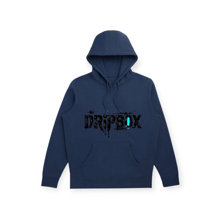 Navy Dripbox Hoodie Front